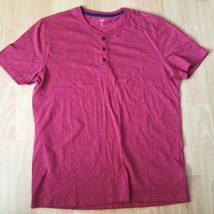 Gap Men's Short sleeve Large Henley Shirt Lived In Barn Red